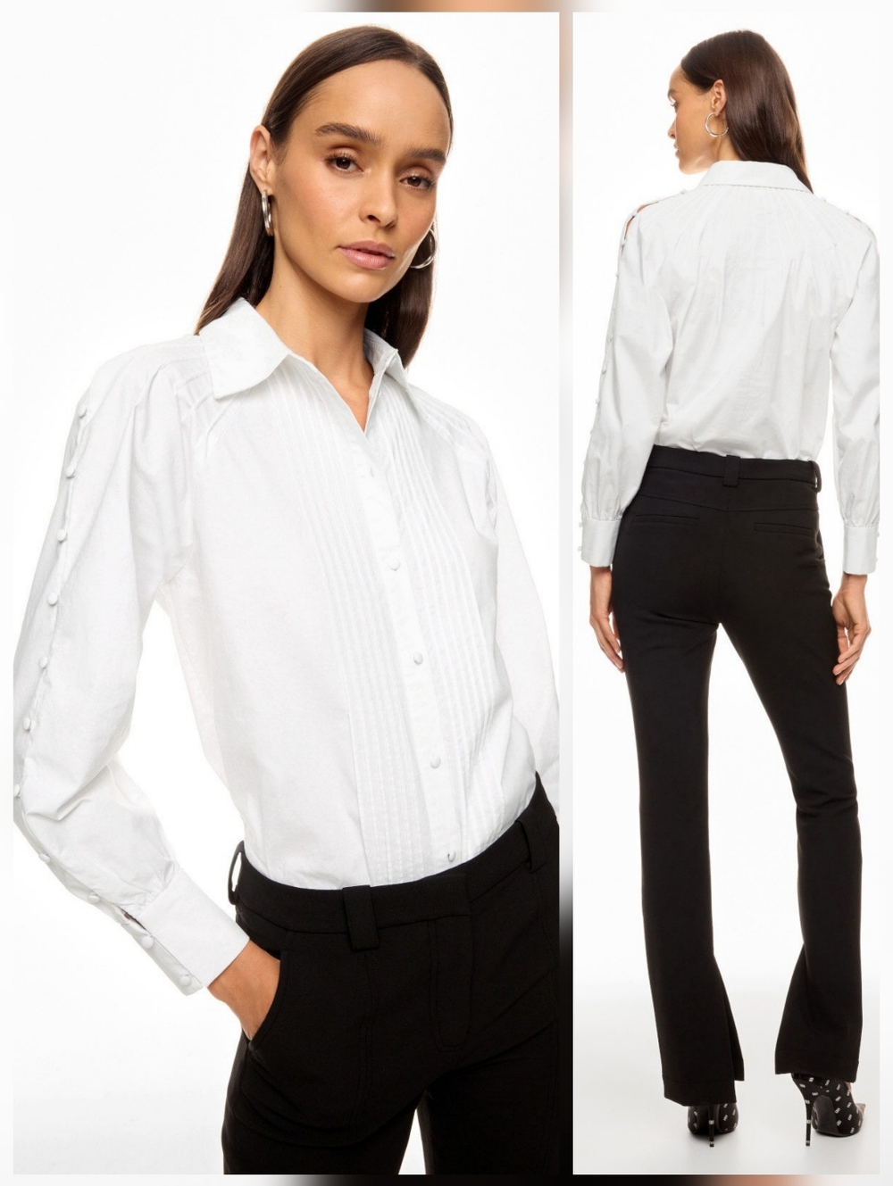 Prabal Gurung Poplin Split Sleeve Tuxedo Shirt Collared Long Sleeve Size 6